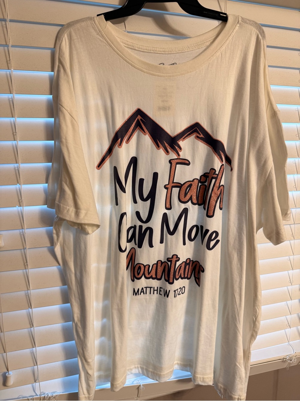 My Faith Can Move Mountains Graphic Tee - Cream with Rust & Black Print